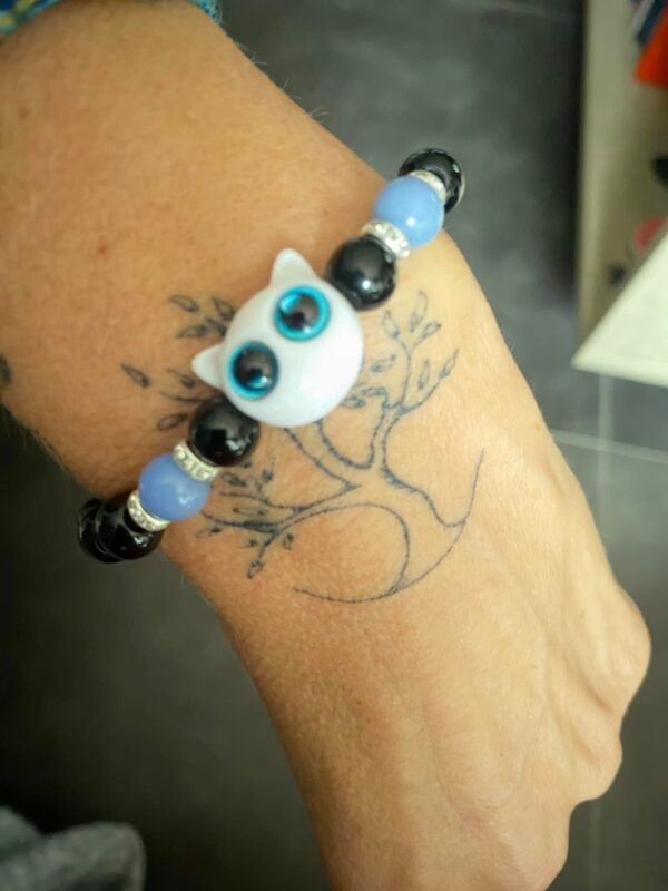 Bracelet tête de chat blanc